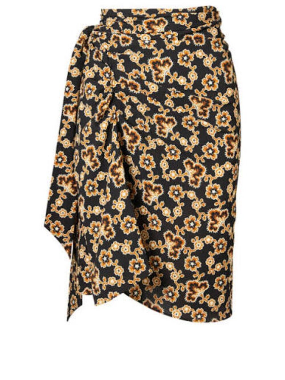 ISABEL MARANT WOMENS WRAP SKIRT SIZE 38 BLACK AND GOLD FLORAL DESIGN